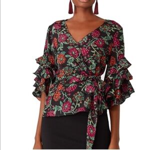 LIKELY Night Garden Wren Wrap Top Size XS